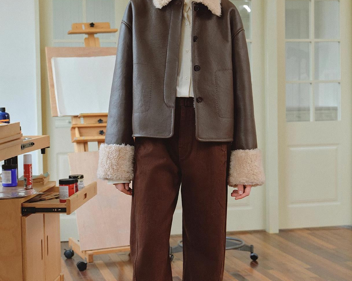 Slightly Sweet Latte Second Generation Furry Lapel Casual Straight Shorn Shearling Jacket - NEWYORKLISTED