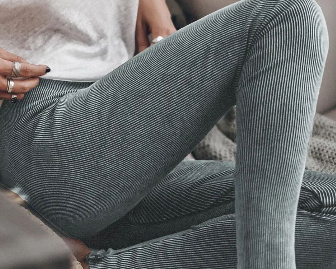 Ribbed Elastic Waist Leggings - NEWYORKLISTED