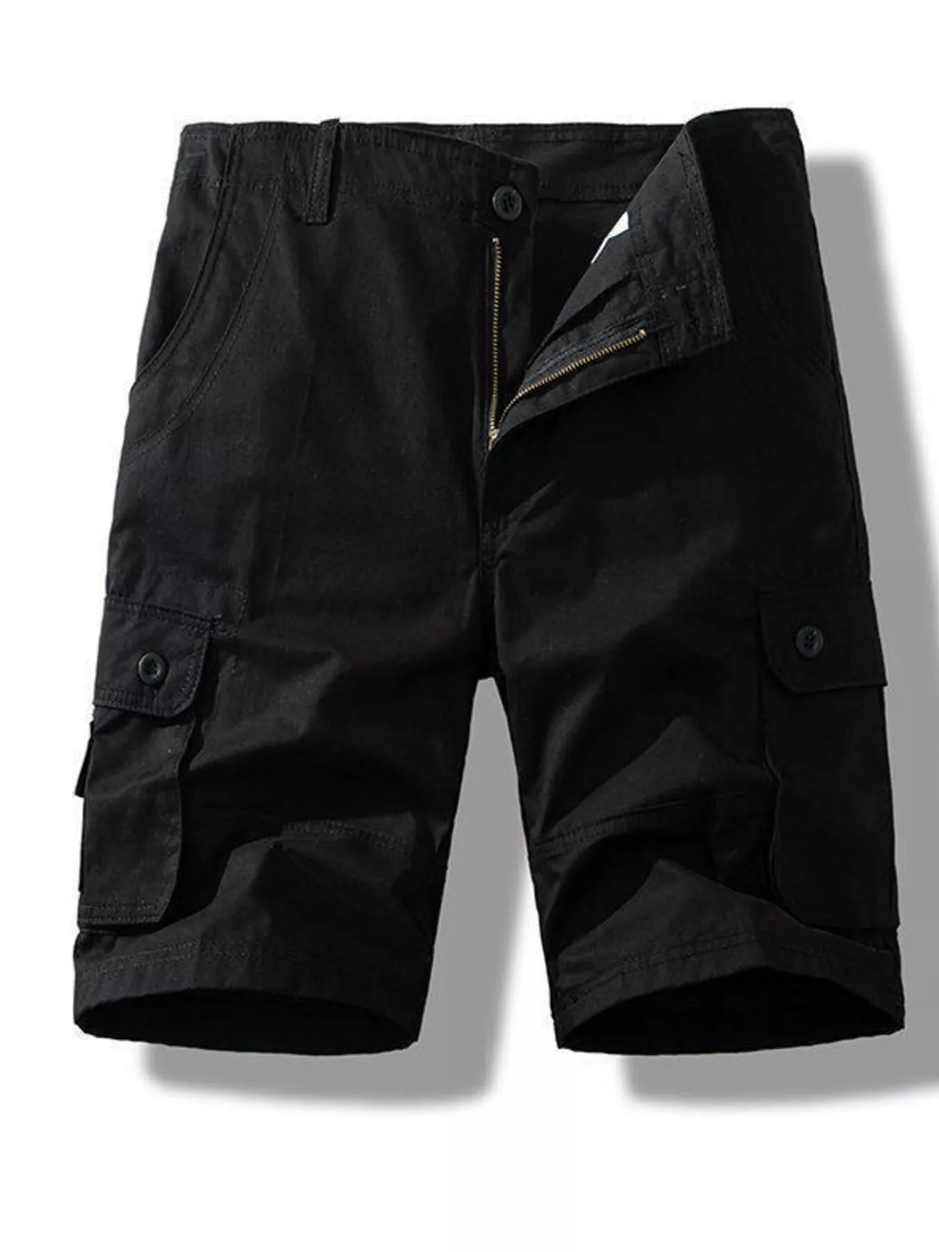 ATLAS MEN'S COLLECTION: Black cargo shorts on a white background