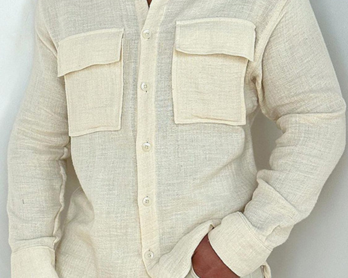 NEWYORKLISTED ATLAS MEN'S COLLECTION: Full Size Collared Neck Long Sleeve Shirt