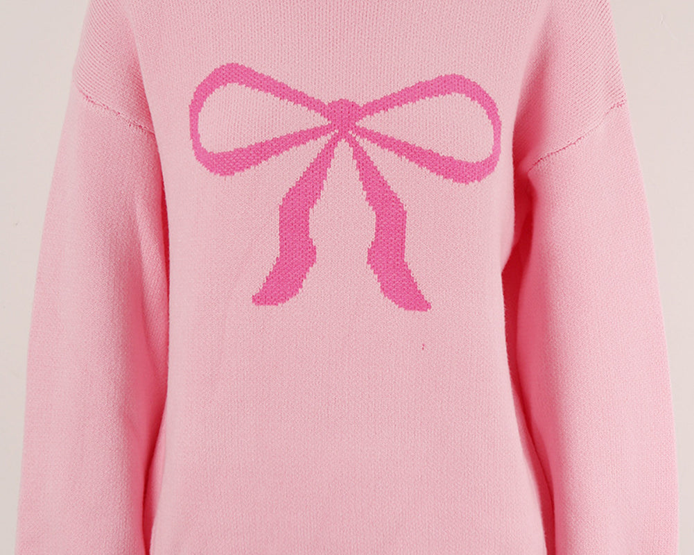 NEWYORKLISTED STYLE COLLECTION: Pretty in Pink with a Bow Long Sleeve Sweater - NEWYORKLISTED