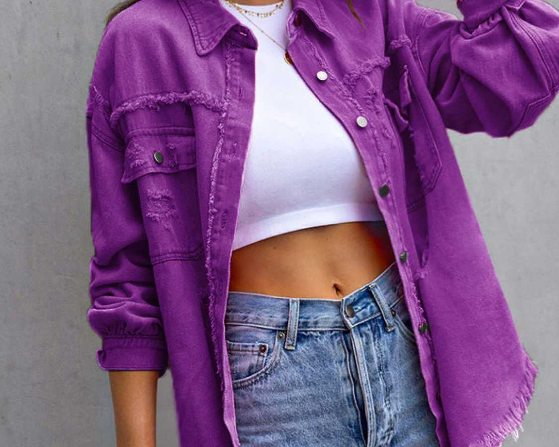 NEWYORKLISTED STYLE COLLECTION: Distressed Color Pop Denim Jacket - NEWYORKLISTED