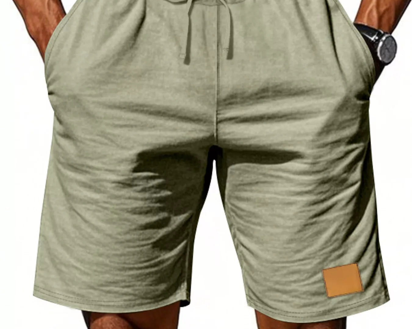 NEWYORKLISTED ATLAS MEN'S COLLECTION: Green shorts with a drawstring on a white background
