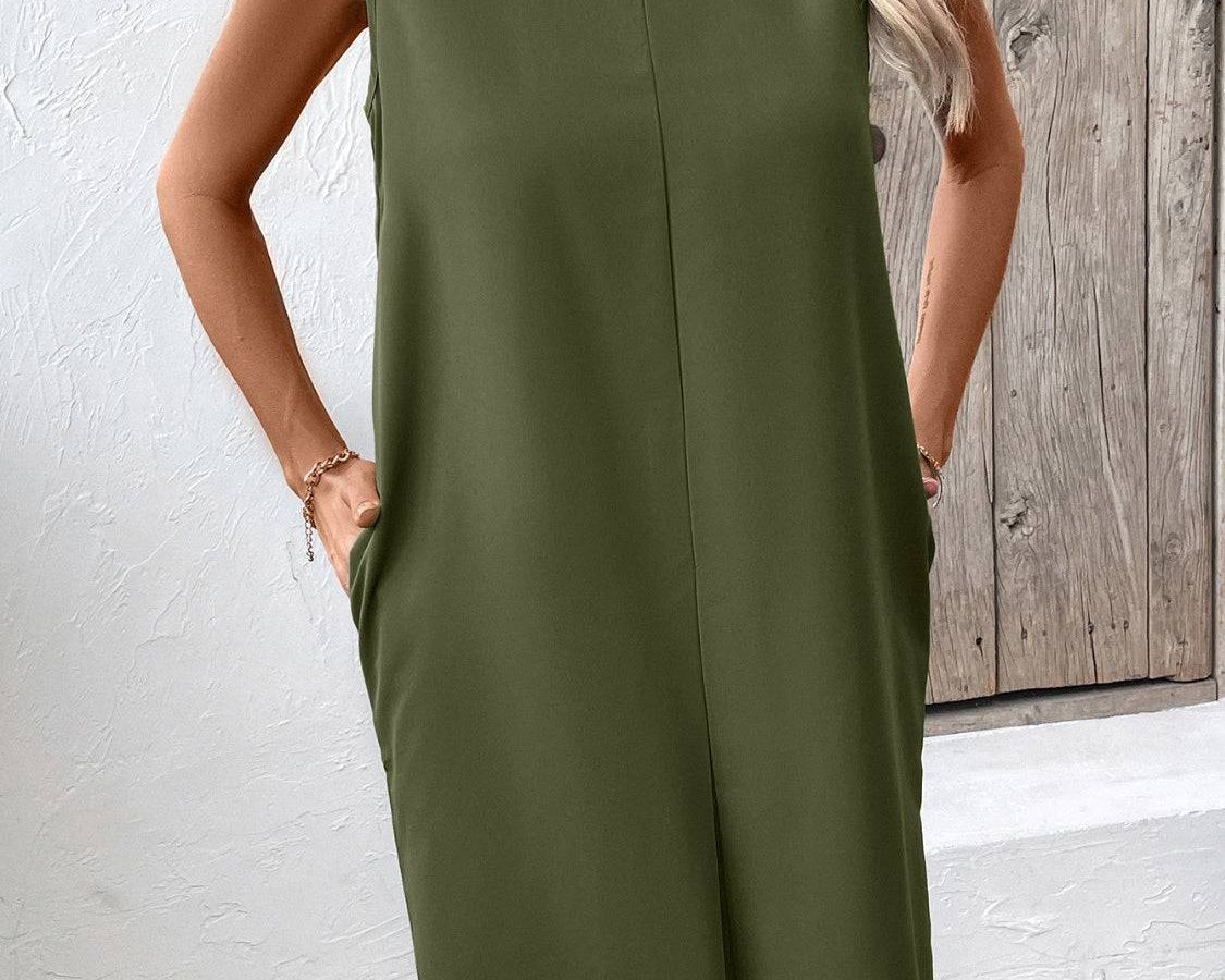 NYLD Pocketed Round Neck Sleeveless Mini Dress - NEWYORKLISTED