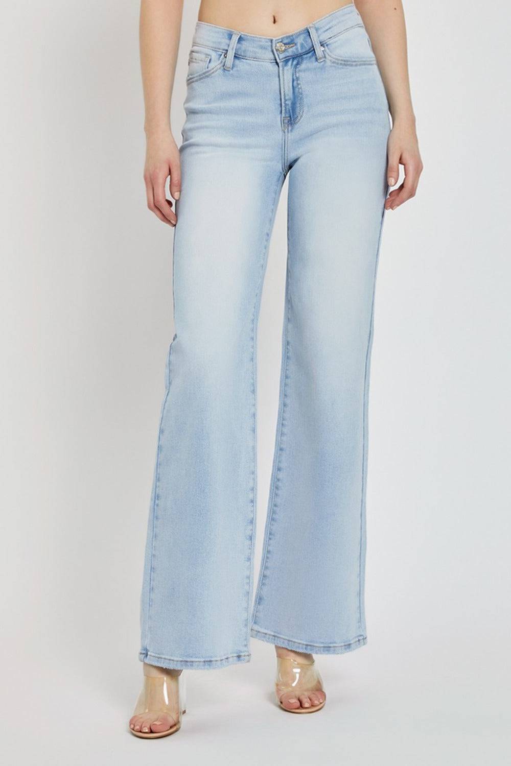 NEWYORKLISTED STYLE COLLECTION: Bleached Blue Wide Leg Denim Jeans