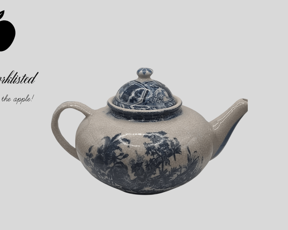 Blue and White Porcelain Teapot – 18th Century Style Replica with Crackle Glaze - NEWYORKLISTED