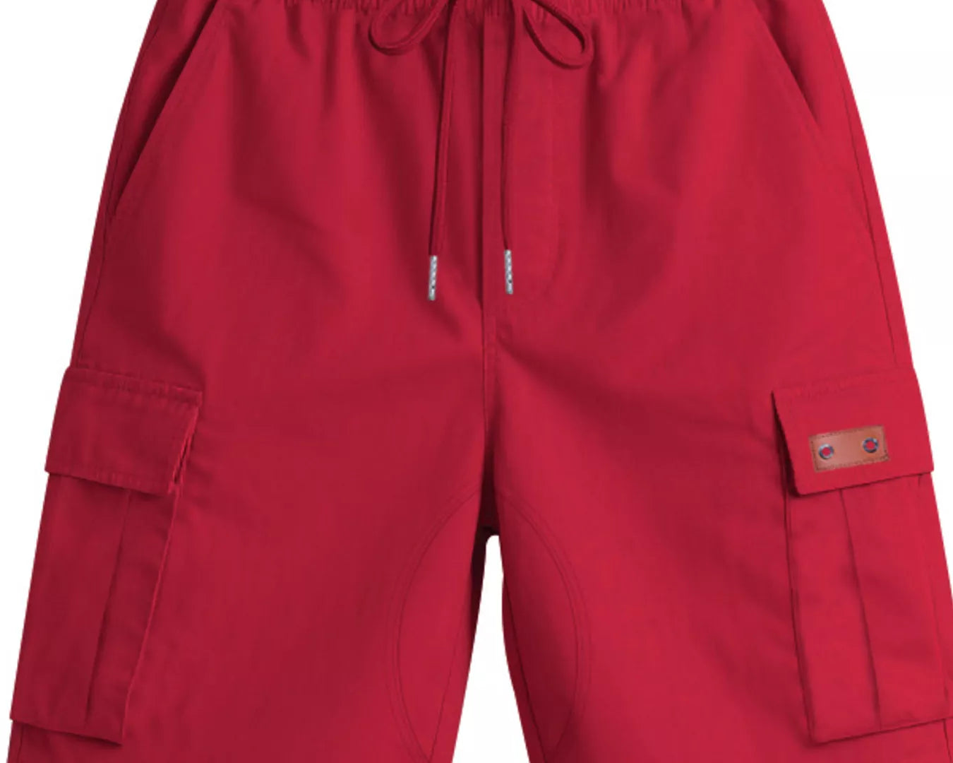 NEWYORKLISTED ATLAS MEN'S COLLECTION: Red cargo shorts with a drawstring on a white background