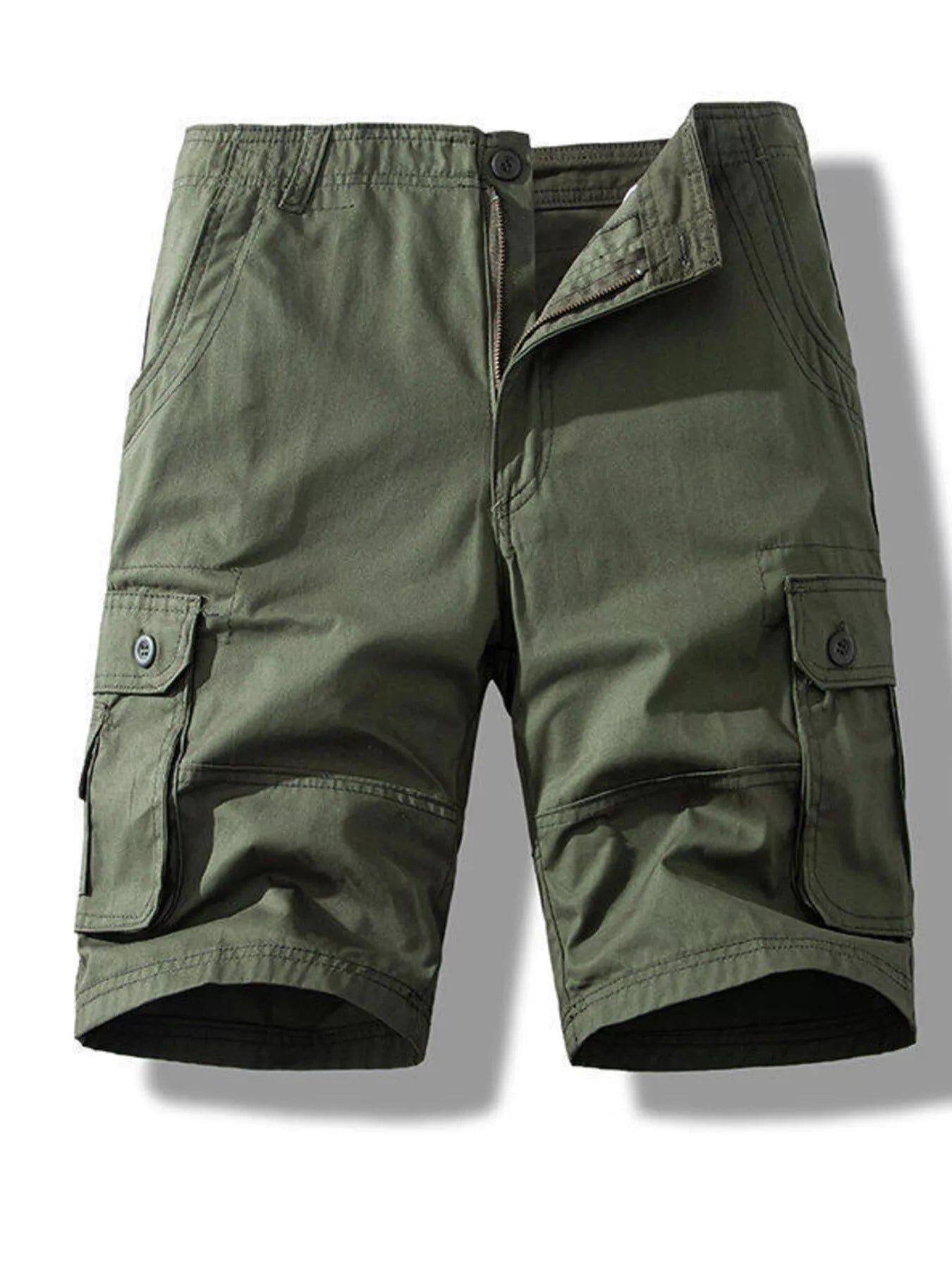 ATLAS MEN'S COLLECTION: Green cargo shorts on a white background