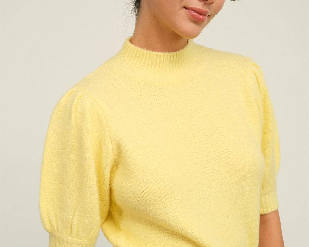 NEWYORKLISTED Style Collection: Mock Neck Puff Sleeve Sweater - NEWYORKLISTED