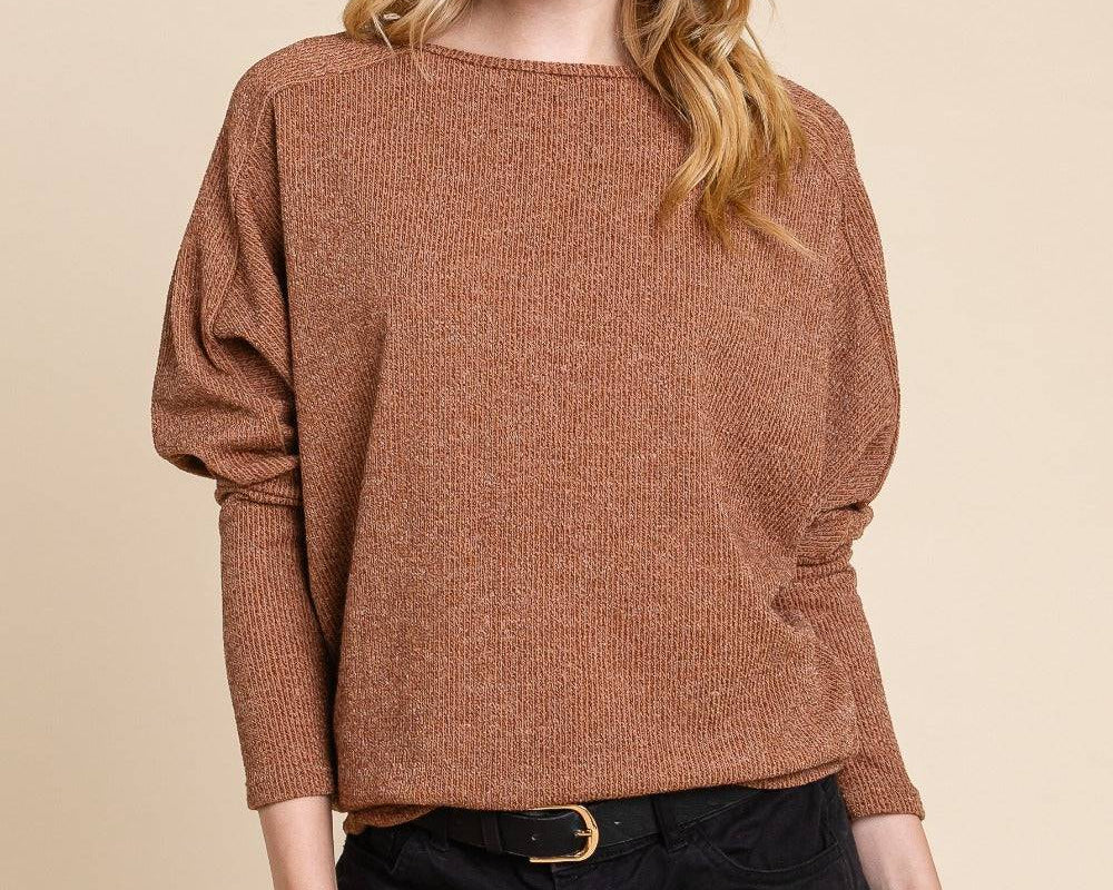 NEWYORKLISTED STYLE COLLECTION: Drop Shoulder Long Sleeve Knit Top - NEWYORKLISTED