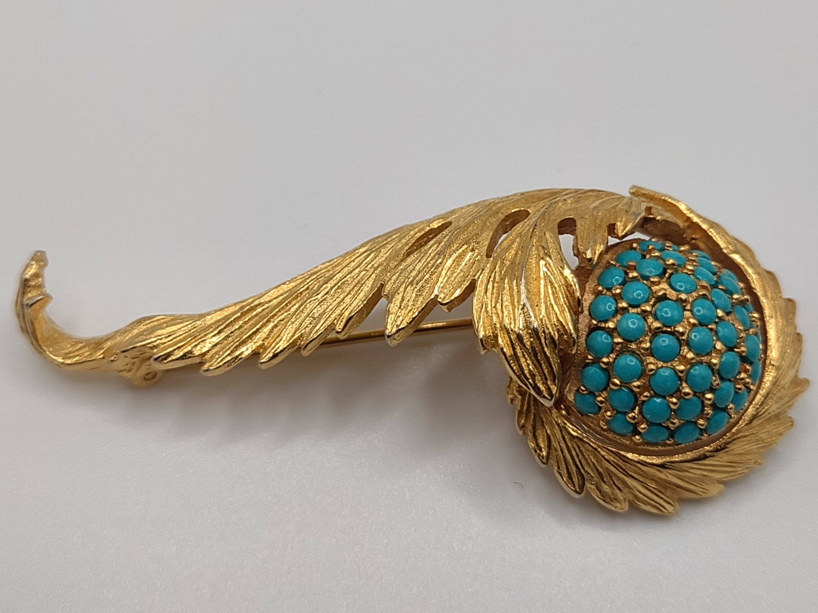 Hattie Carnegie Gold Tone Swirl Brooch 2.75 inches