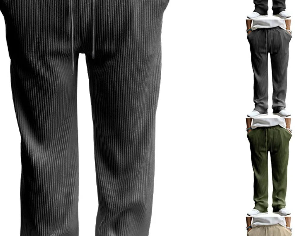 NEWYORKLISTED ATLAS MEN's COLLECTION: Men's Full Size Ribbed Drawstring Wide Leg Pants with Plus Size