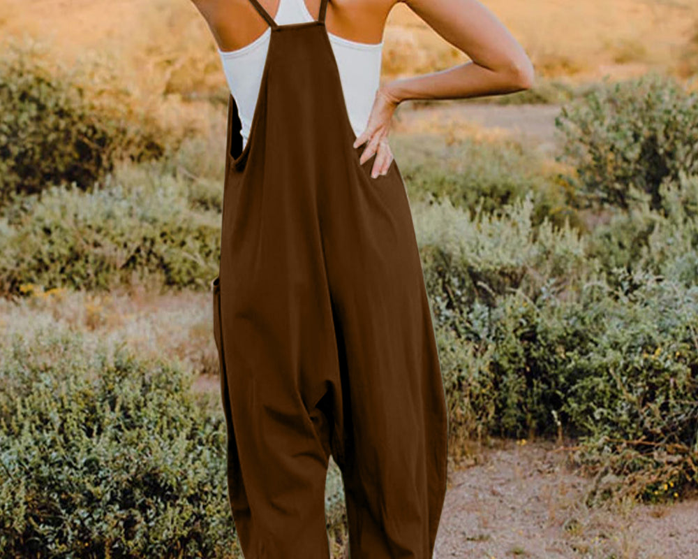 NEWYORKLISTED V-Neck Sleeveless Jumpsuit with Pockets - NEWYORKLISTED