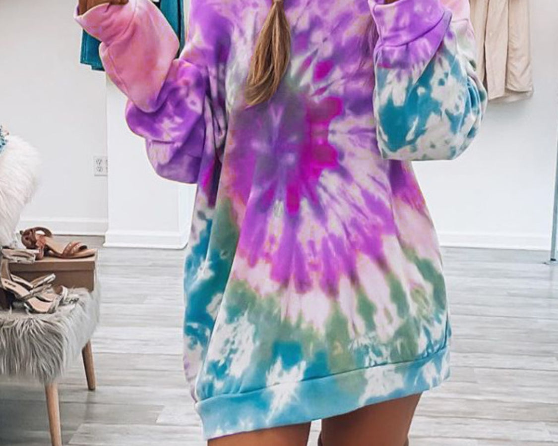 NEWYORKLISTED STYLE COLLECTION: Tie-Dye Long Sleeve Dress - NEWYORKLISTED