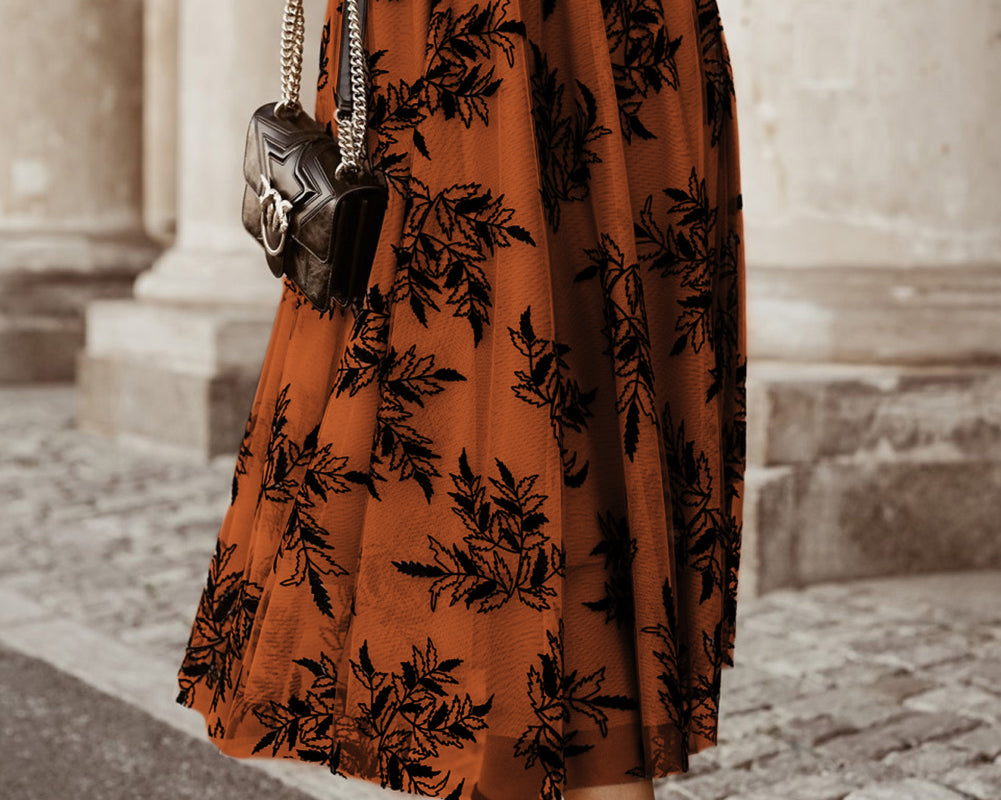 Embroidered High Waist Maxi Skirt - NEWYORKLISTED