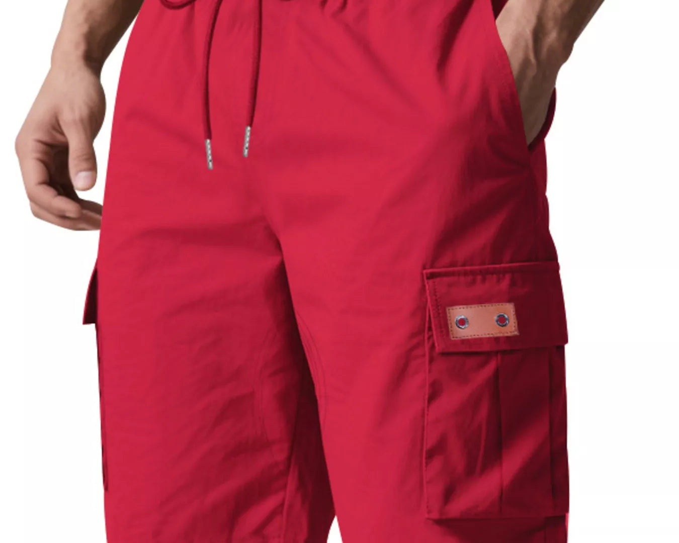 NEWYORKLISTED ATLAS MEN'S COLLECTION: Red shorts with a drawstring on a white background