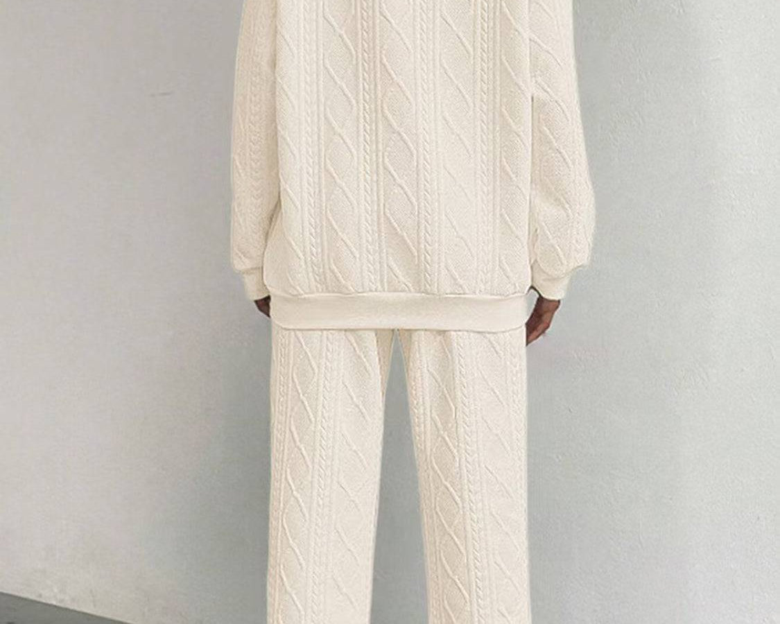 NEWYORKLISTED STYLE COLLECTION: Texture Round Neck Top and Pants Set - NEWYORKLISTED