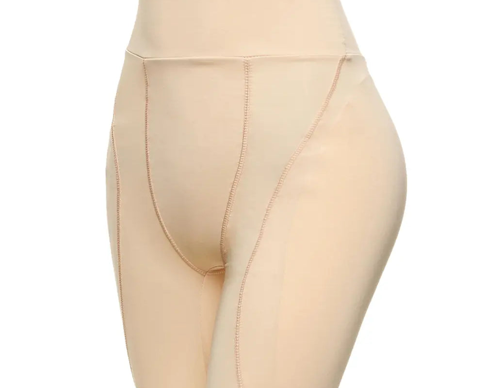 NEWYORKLISTED Intimate Apparel: Beige shapewear shorts on a white background