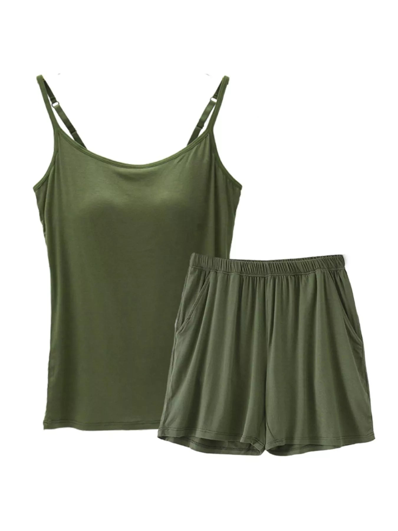 NEWYORKLISTED Intimate Apparel Collection: Plus Size Modal Adjustable Strap Padded Cami and Shorts Set – Buttery-Soft Lounge Set