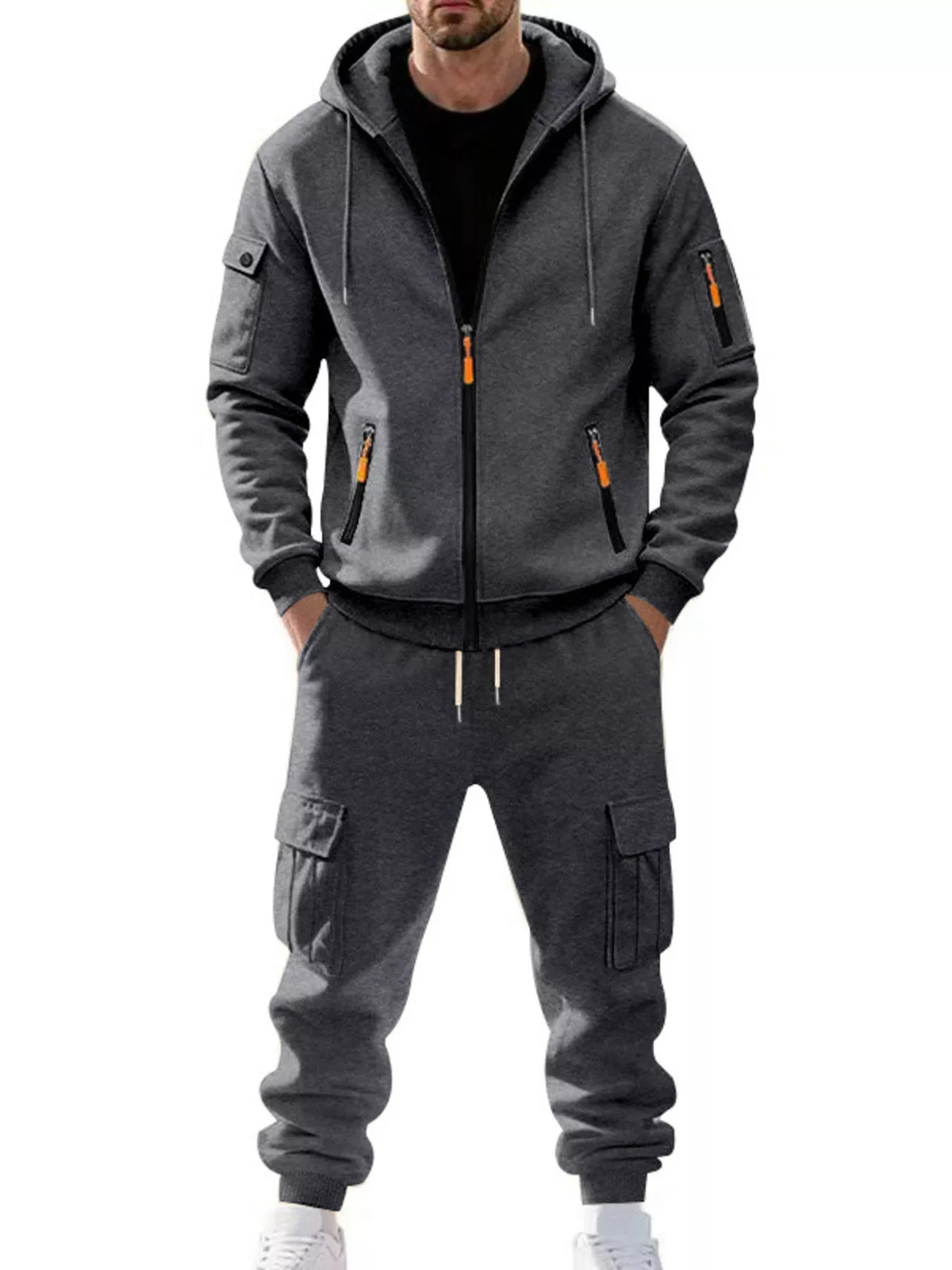 NEWYORKLISTED ATLAS MEN'S COLLECTION – Men's zip-up hoodie and cargo pants two-piece set, product image 9