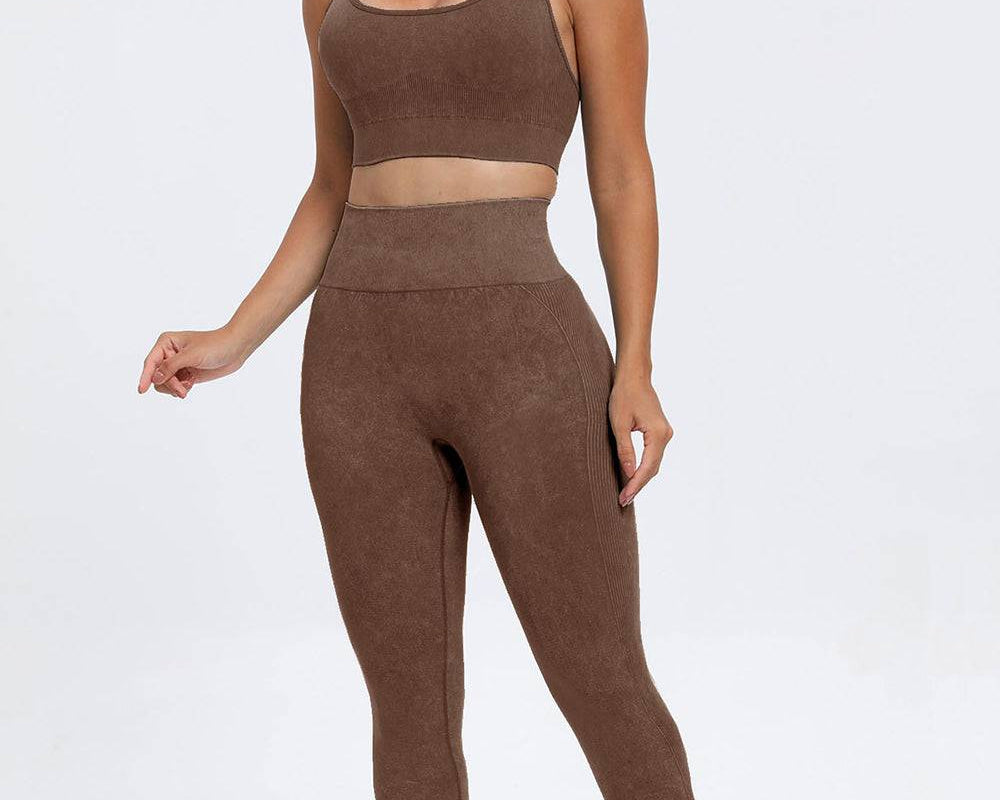 NEWYORKLISTED STYLE COLLECTION: 3 Piece Washed Square Neck Wide Strap Active Set - NEWYORKLISTED