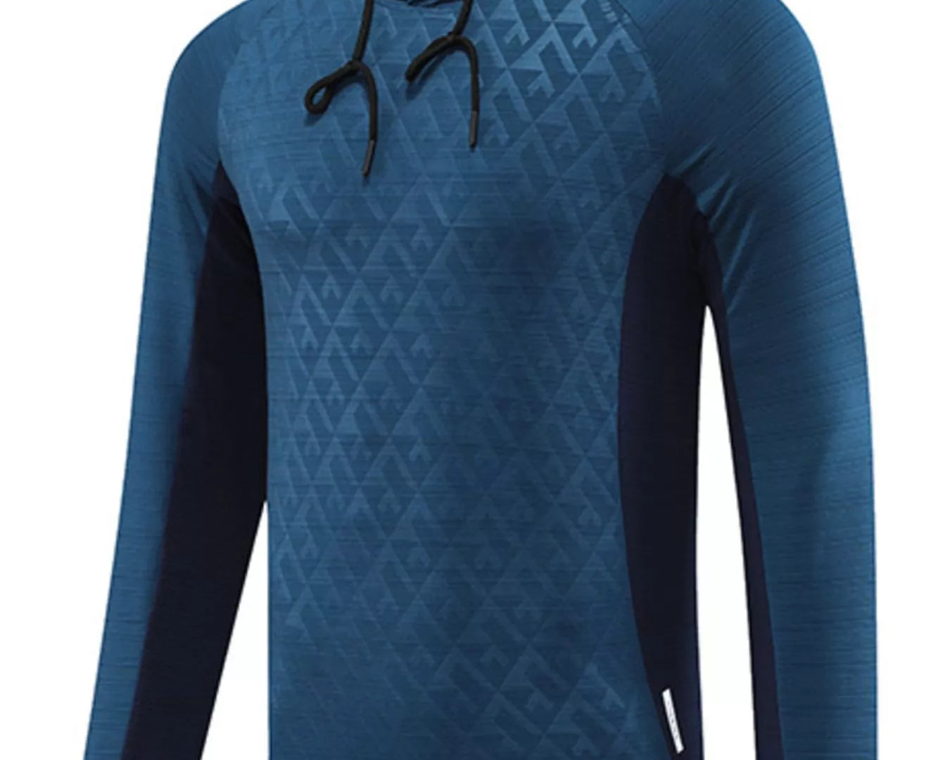 NEWYORKLISTED ATLAS MEN's COLLECTION: Blue hoodie with geometric pattern on a white background
