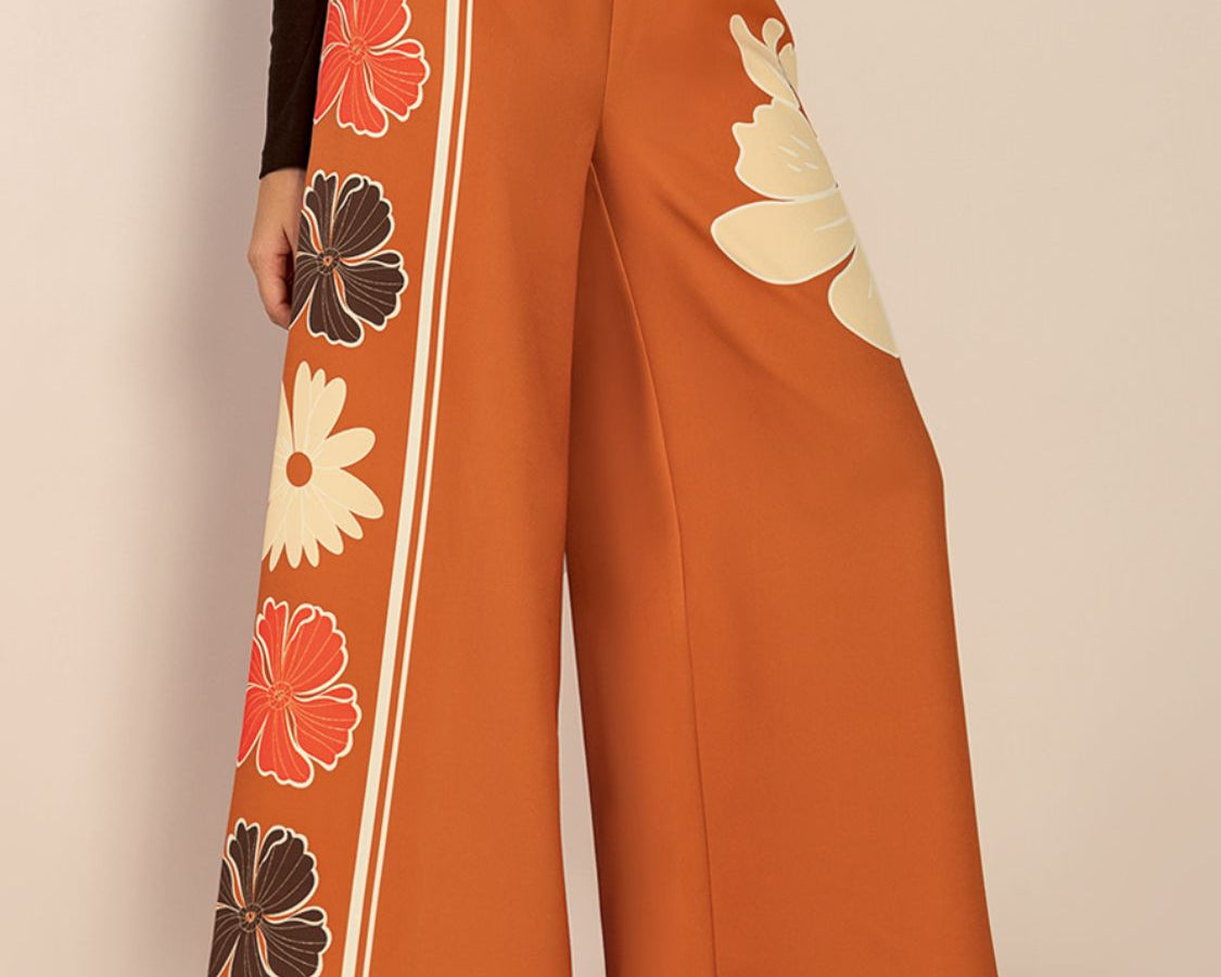 NEWYORKLISTED STYLE COLLECTION: Wide Leg Flower Motif Pants - NEWYORKLISTED
