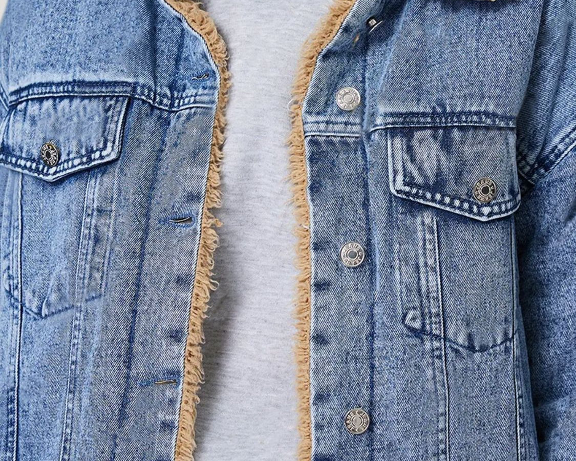 NEWYORKLISTED STYLE COLLECTION: Neck Plush Denim Jacket - NEWYORKLISTED