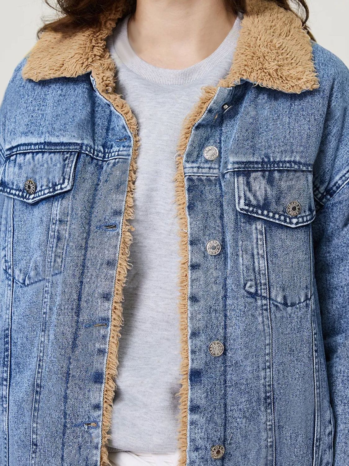NEWYORKLISTED STYLE COLLECTION: Neck Plush Denim Jacket - NEWYORKLISTED