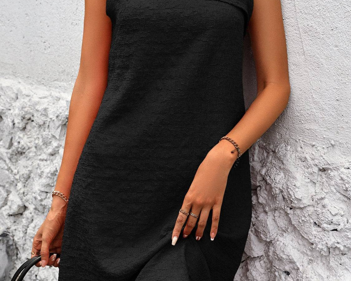 NEWYORKLISTED STYLE COLLECTION: Asymmetrical Neck Sleeveless Mini Dress - NEWYORKLISTED