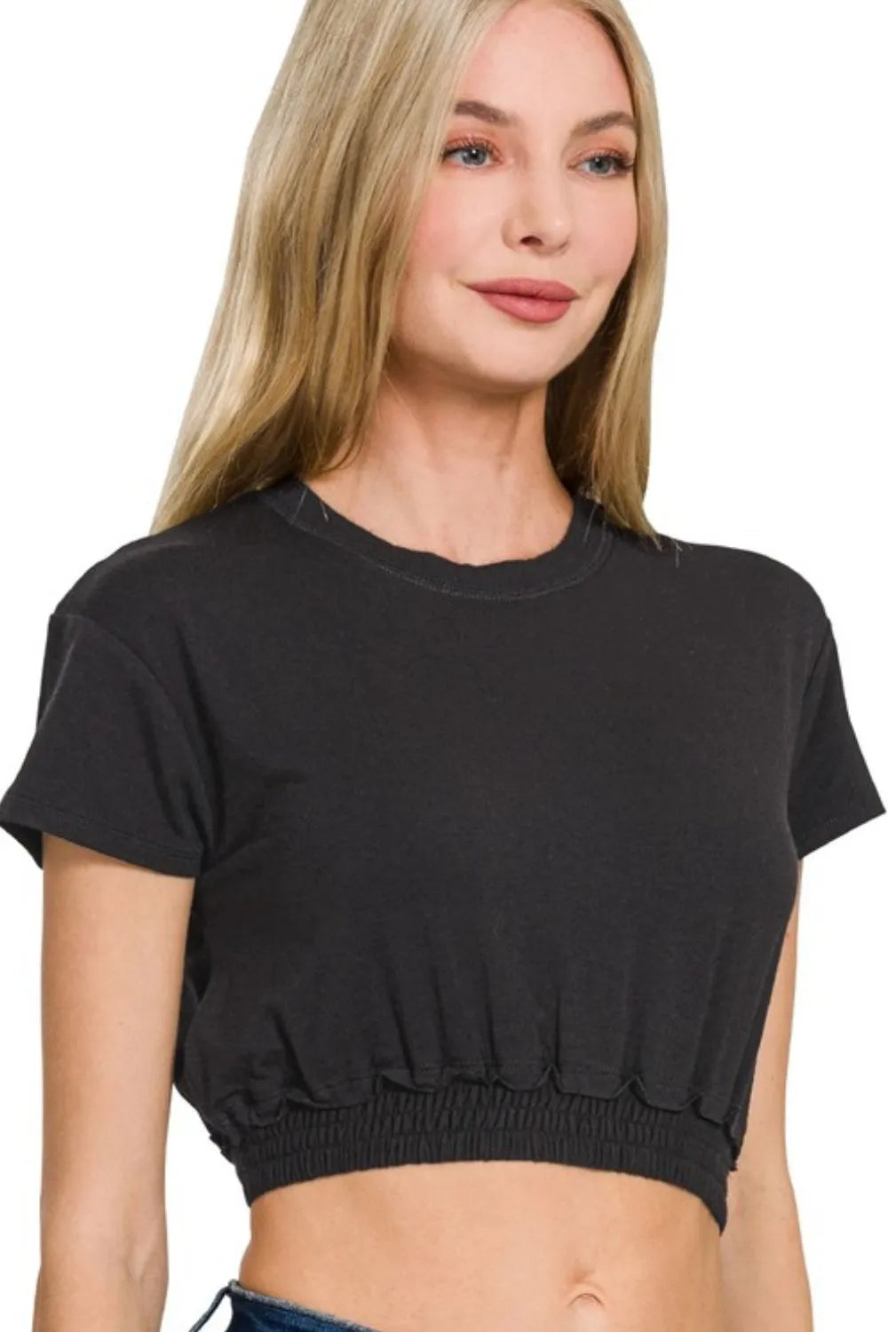 NEWYORKLISTED STYLE COLLECTION: Elastic Hem Crop Top