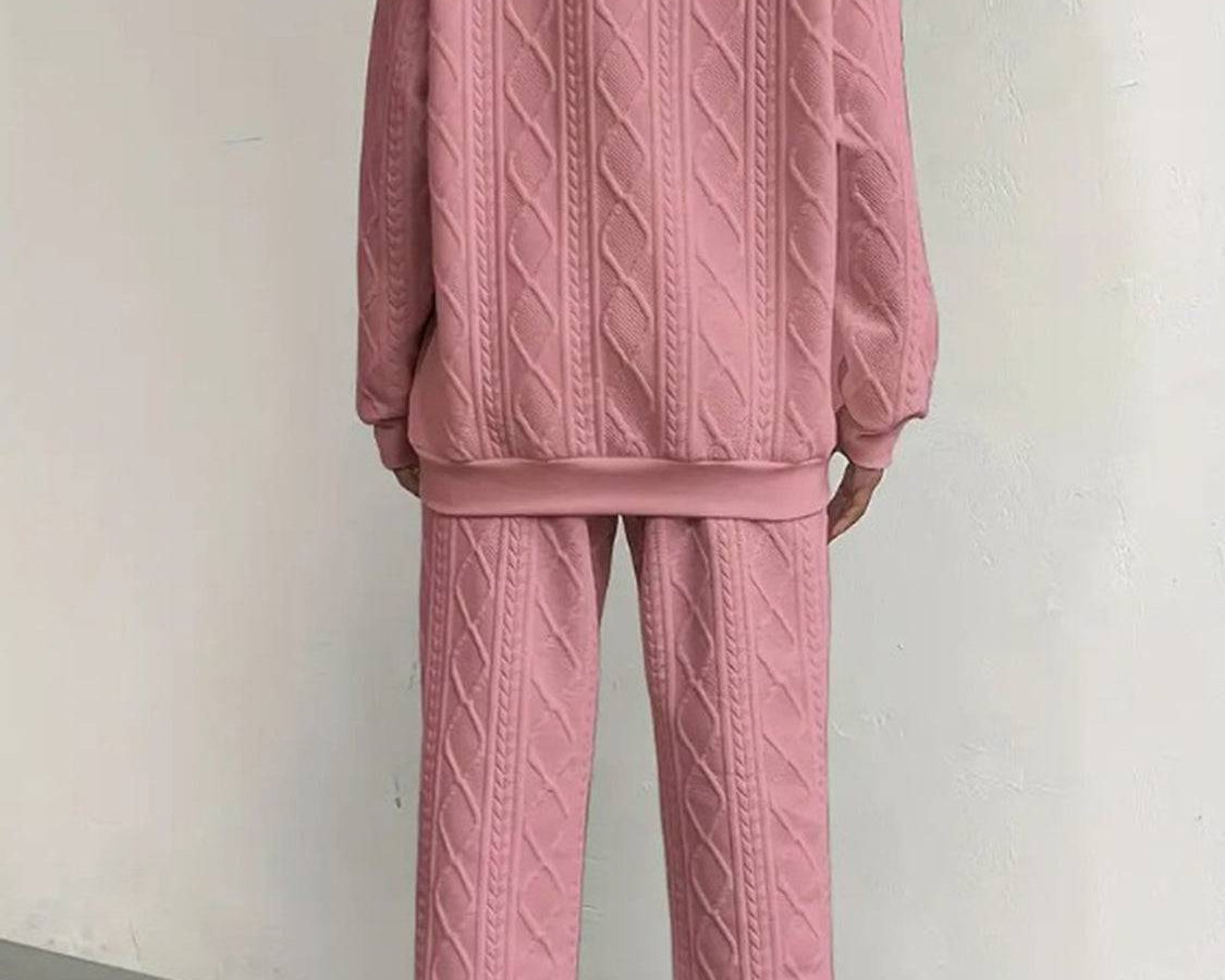 NEWYORKLISTED STYLE COLLECTION: Texture Round Neck Top and Pants Set - NEWYORKLISTED