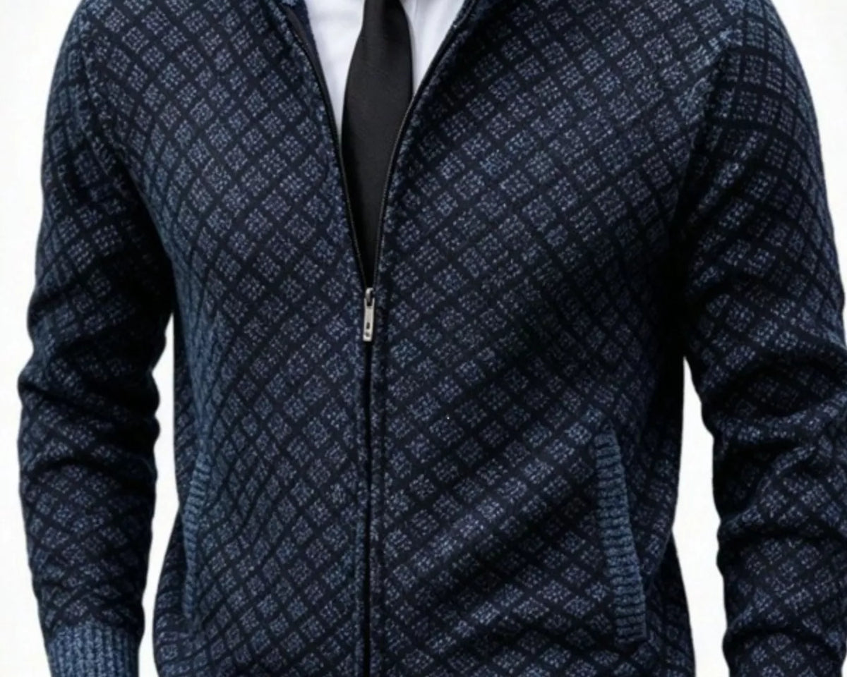NEWYORKLISTED ATLAS MEN'S COLLECTION – Men's geometric full-zip cardigan, product image 5