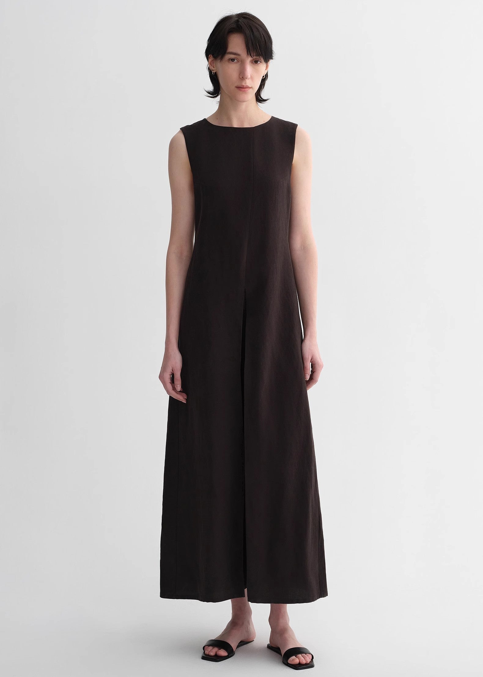 Mulberry Silk Sleeveless Round Neck Oblique Pleated A-Line White Dress - NEWYORKLISTED