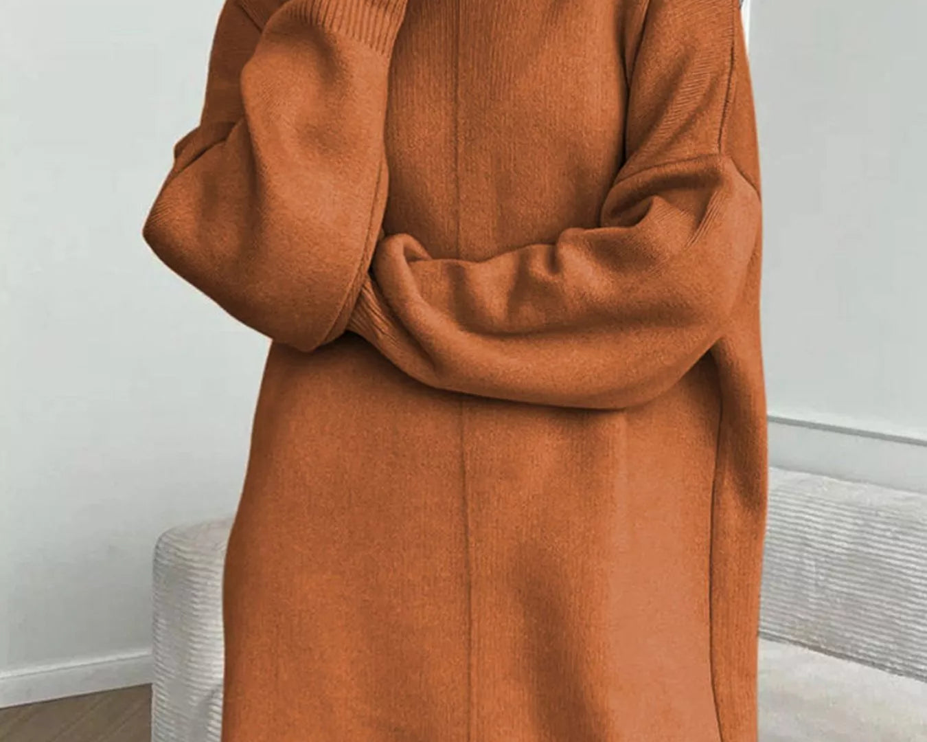 NEWYORKLISTED STYLE COLLECTION: Solid Color Turtleneck Drop Shoulder Sweater Dress