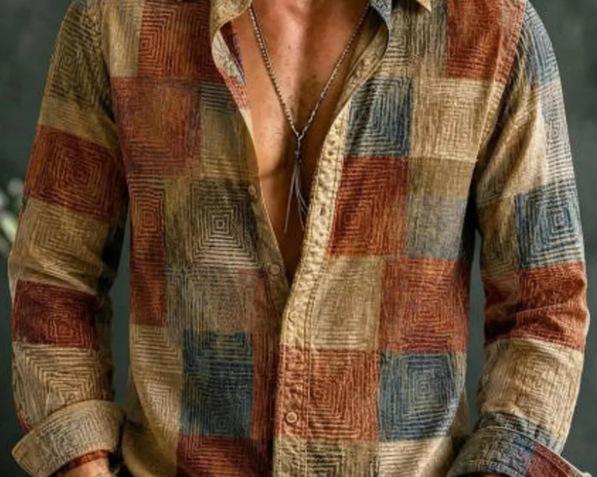 NEWYORKLISTED ATLAS MEN'S COLLECTION: Men's striped button-up long-sleeve shirt, product view
