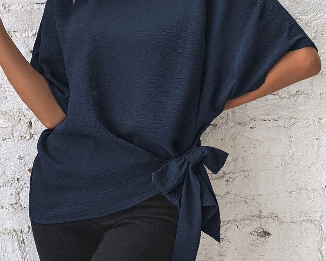 NEWYORKLISTED STYLE COLLECTION: Side Bow Short Sleeve Blouse - NEWYORKLISTED