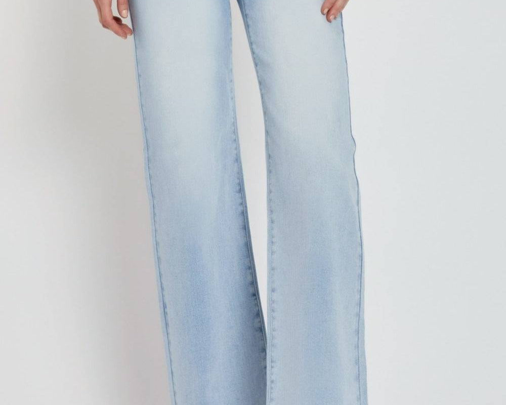 NEWYORKLISTED STYLE COLLECTION: Bleached Blue Wide Leg Denim Jeans - NEWYORKLISTED