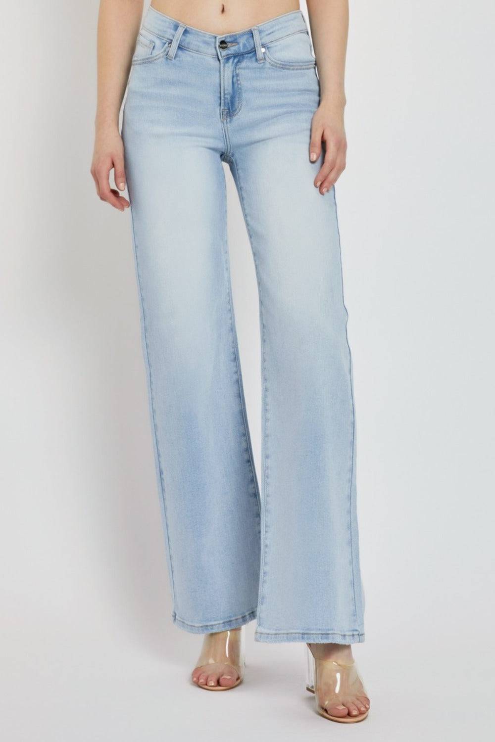 NEWYORKLISTED STYLE COLLECTION: Bleached Blue Wide Leg Denim Jeans - NEWYORKLISTED