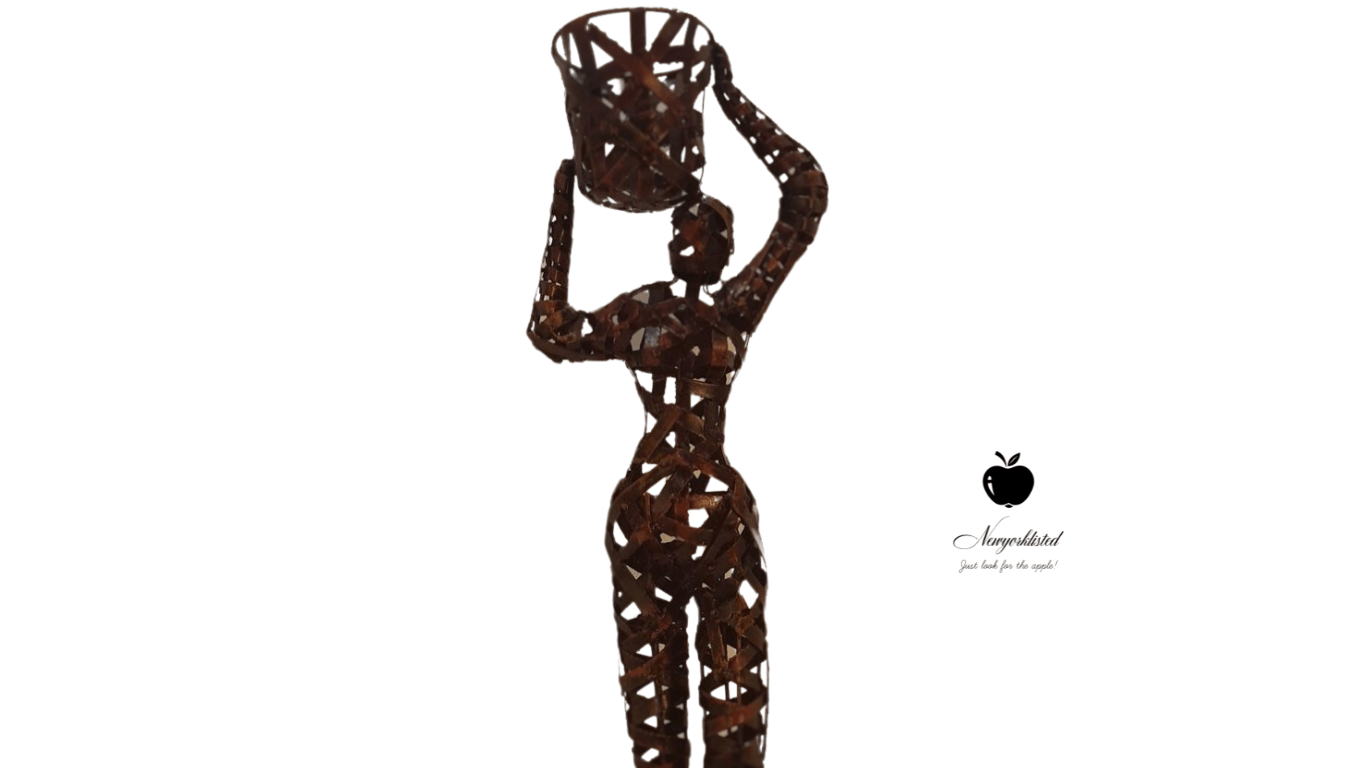 Palecek Woman with Basket Sculpture – A Sustainable Treasure from the NEWYORKLISTED UNIQUE FINDS COLLECTION - NEWYORKLISTED