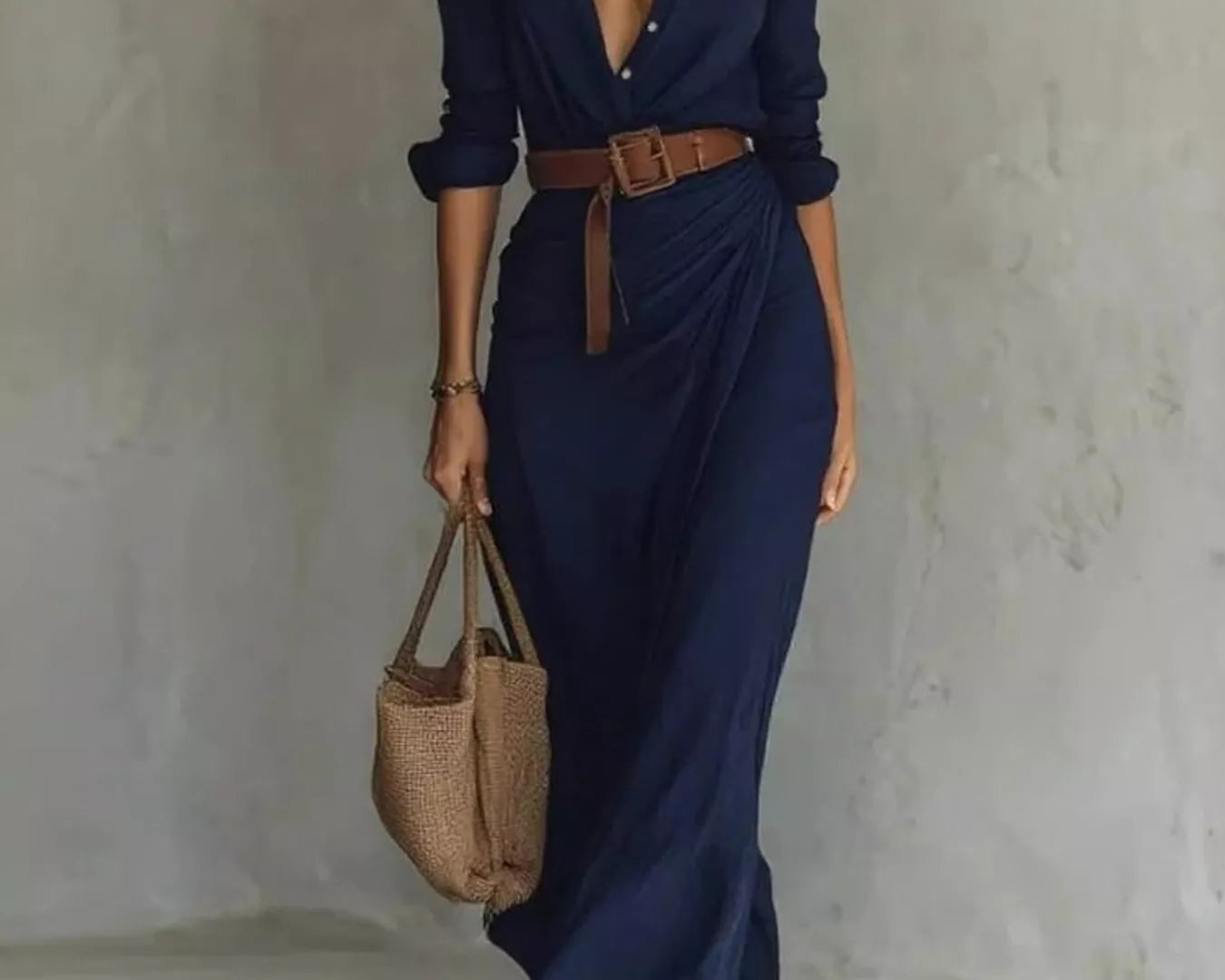 Ruched long sleeve maxi dress in navy NEWYORKLISTED STYLE COLLECTION