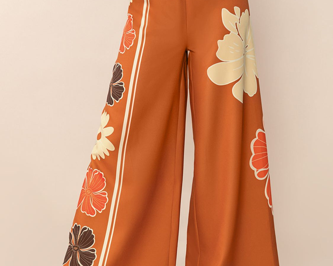 NEWYORKLISTED STYLE COLLECTION: Wide Leg Flower Motif Pants - NEWYORKLISTED