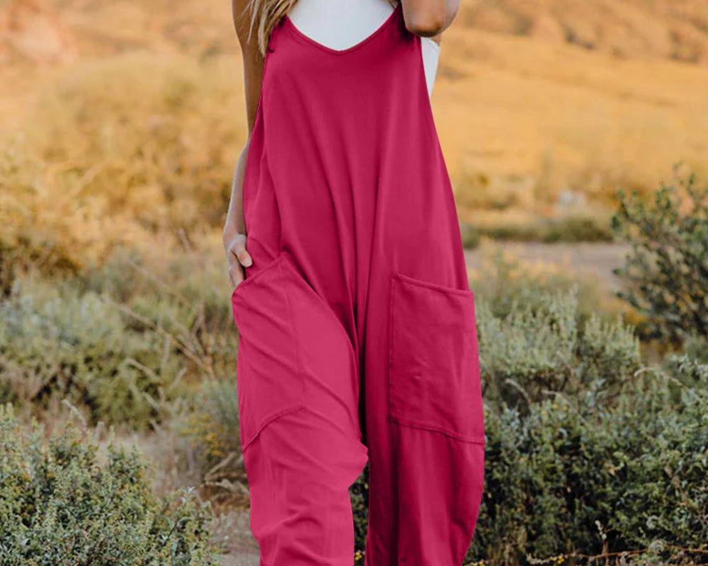 NEWYORKLISTED V-Neck Sleeveless Jumpsuit with Pockets - NEWYORKLISTED