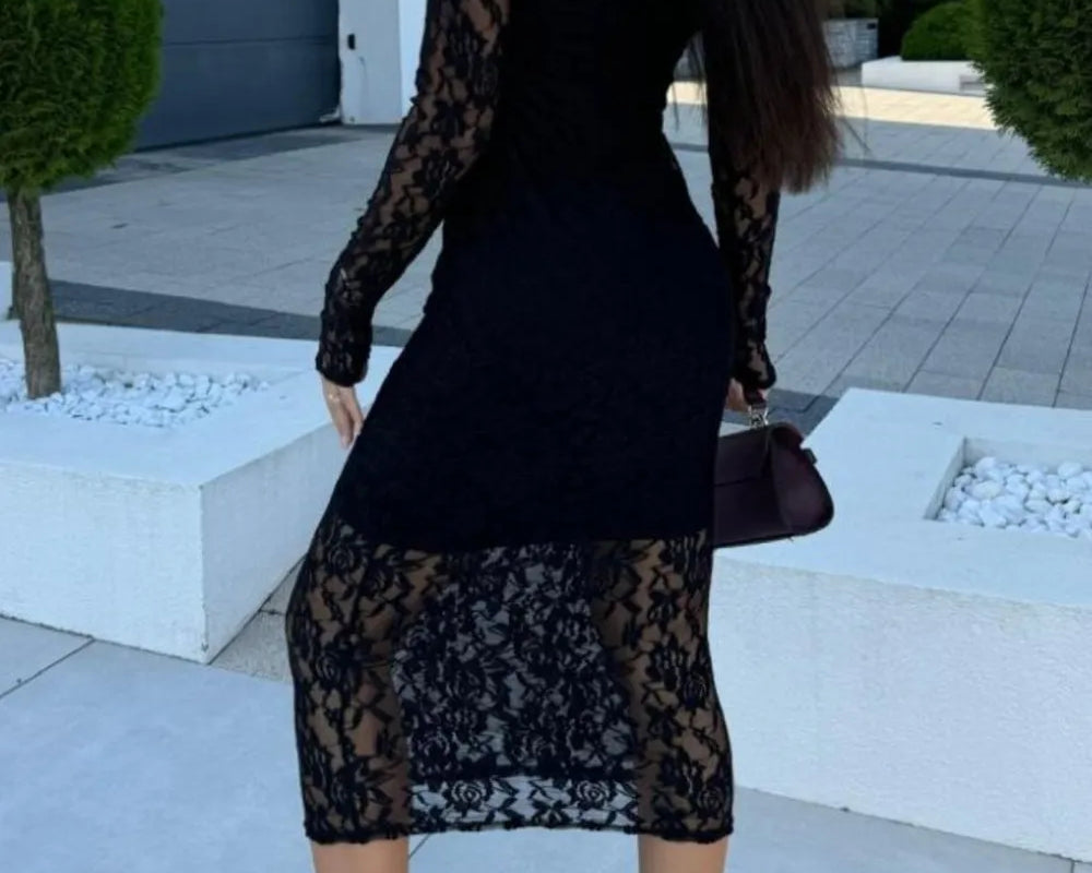 NEWYORKLISTED Valentine's Day Specials: Person wearing a black lace dress in an outdoor setting