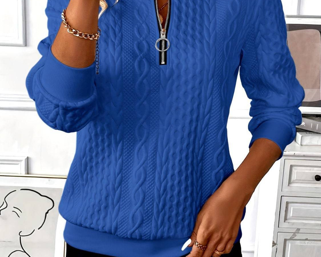 Texture Half Zip Long Sleeve Sweatshirt - NEWYORKLISTED