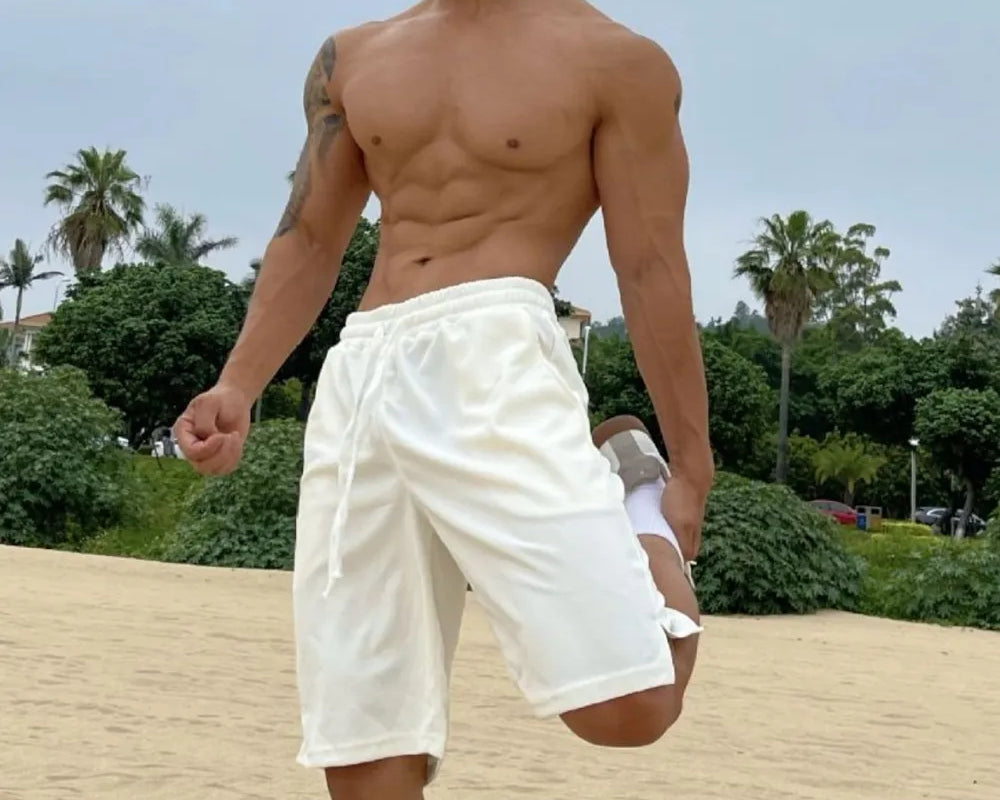 NEWYORKLISTED ATLAS MEN’S COLLECTION: Men's Plus Size Drawstring Shorts with Pockets – Everyday Comfort, Elevated Fit in White