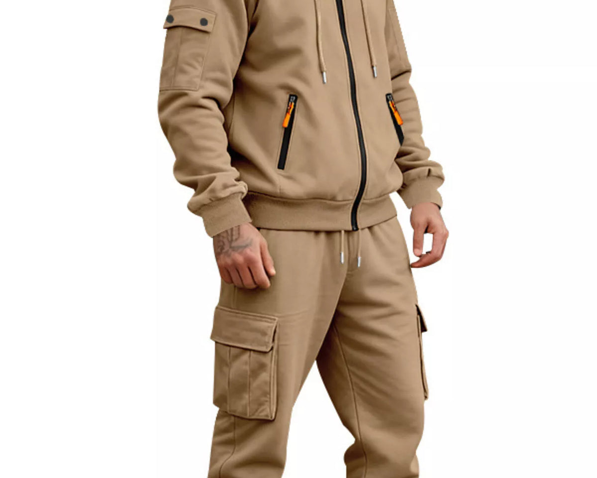 NEWYORKLISTED ATLAS MEN'S COLLECTION – Men's zip-up hoodie and cargo pants two-piece set, product image 2