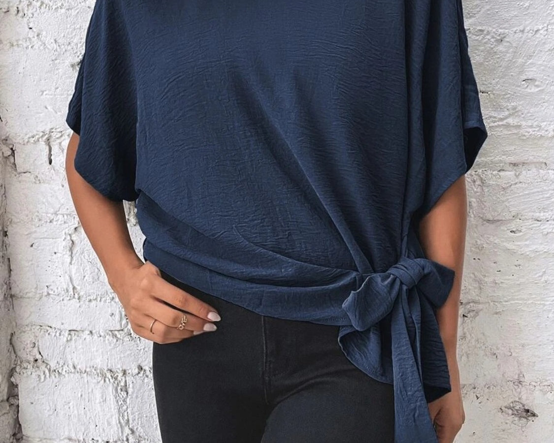 NEWYORKLISTED STYLE COLLECTION: Side Bow Short Sleeve Blouse - NEWYORKLISTED