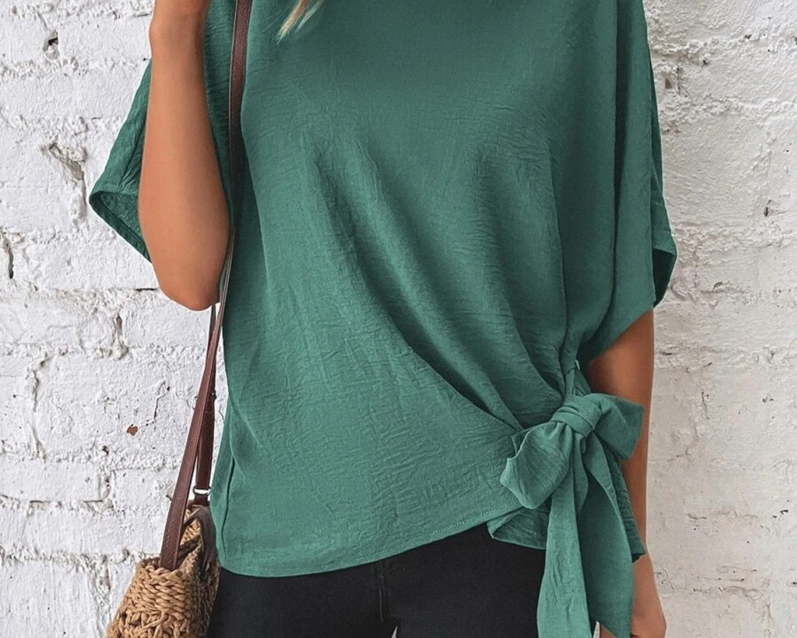 NEWYORKLISTED STYLE COLLECTION: Side Bow Short Sleeve Blouse - NEWYORKLISTED