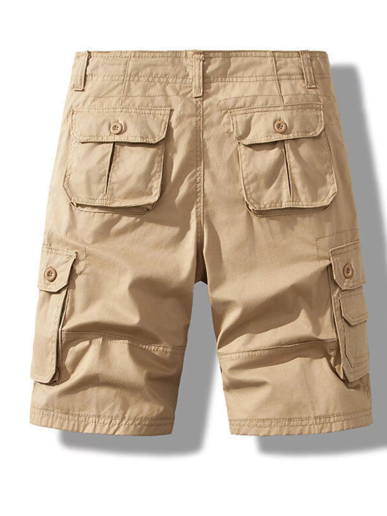 ATLAS MEN'S COLLECTION: Beige cargo shorts on a white background